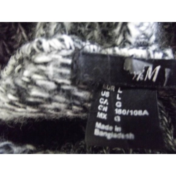 H & M Size Large Black White Melange Cowl Neck Tunic Sweater faux fur l - Picture 6 of 7